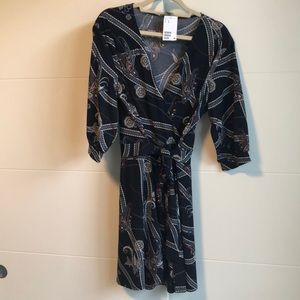 NWT Navy Blue Paisley Shift Dress (XL)